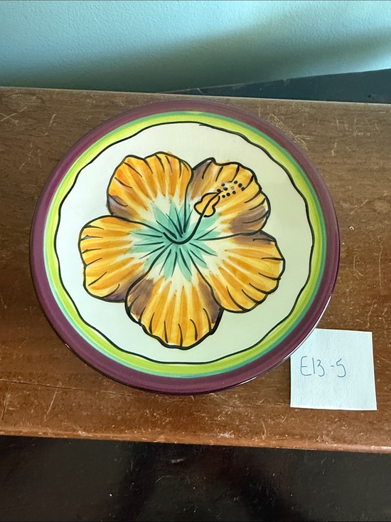 Clay Art Other - Hibiscus Pattern Appetizer Plate by Clay Art